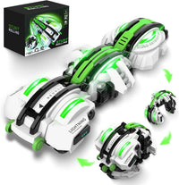 BAZADER 360° Stunt Remote Control Car with LED Lights – Fun for Kids & Family - Green