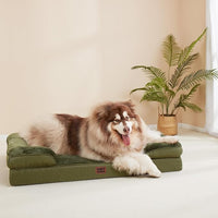 EHEYCIGA Orthopedic XL Dog Beds, Waterproof Memory Foam Dog Bed for Extra Large Dogs, Non-Slip Bottom and Egg-Crate Foam Big Pet Couch Bed with Washable Removable Cover, Olive Green