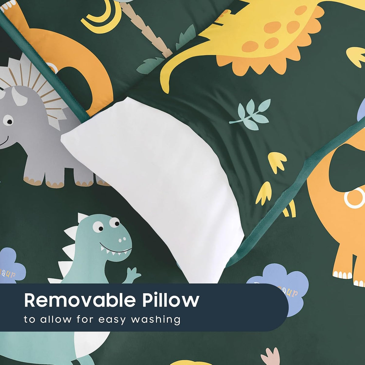 Wake In Cloud, Toddler Nap Mat with Pillow and Blanket - Standard - 50"x20" / Dark Green - image 4