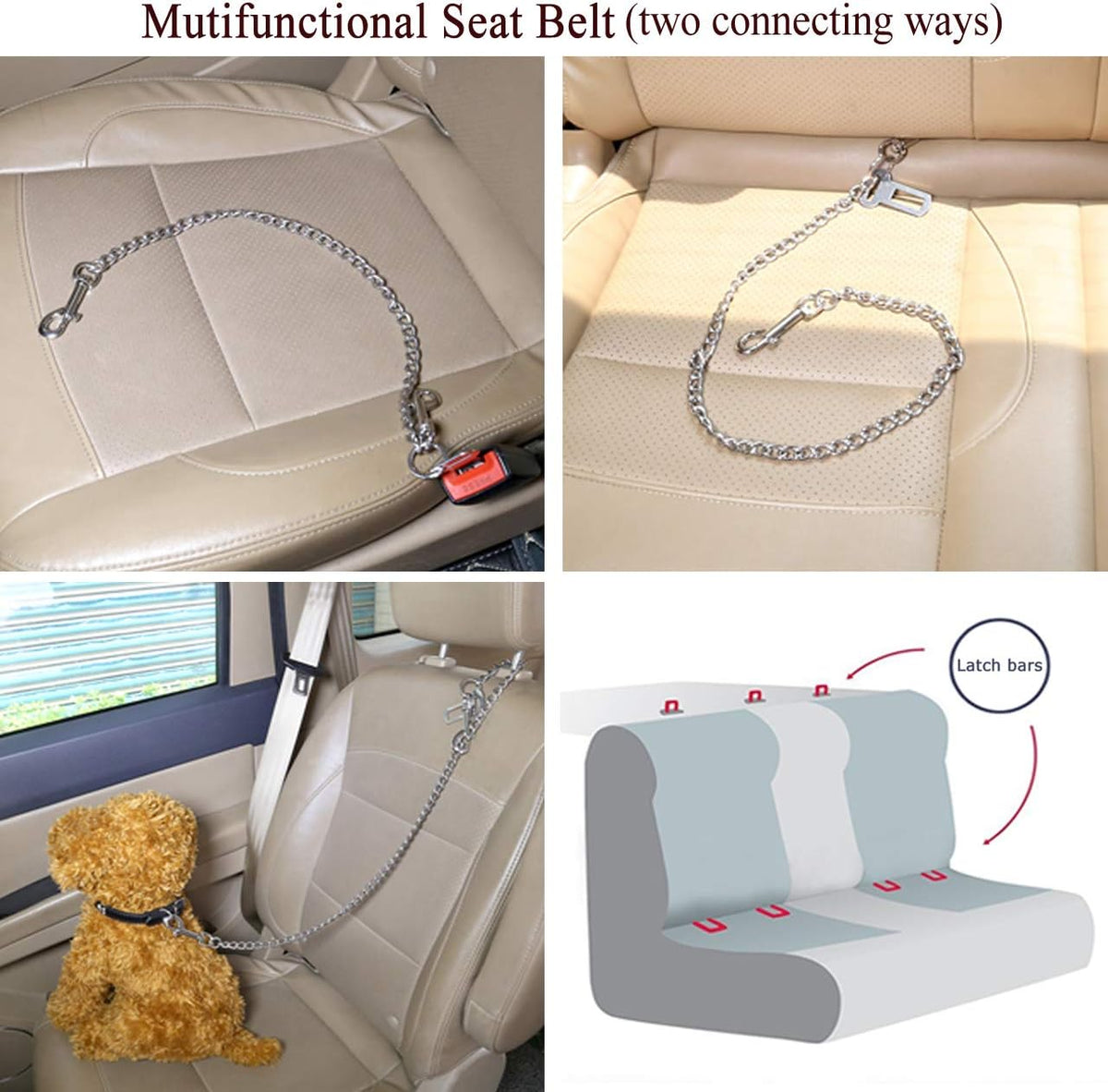 Stainless Steel No Chew Dog Car Seatbelt Pet Vehicle Safety Restraint - 41.3 inches - image 4