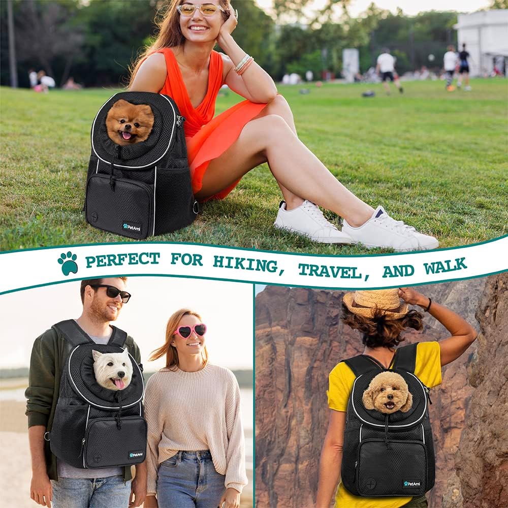 PetAmi Dog Front Carrier Backpack - Large (15.5x9x18) / Black - image 3