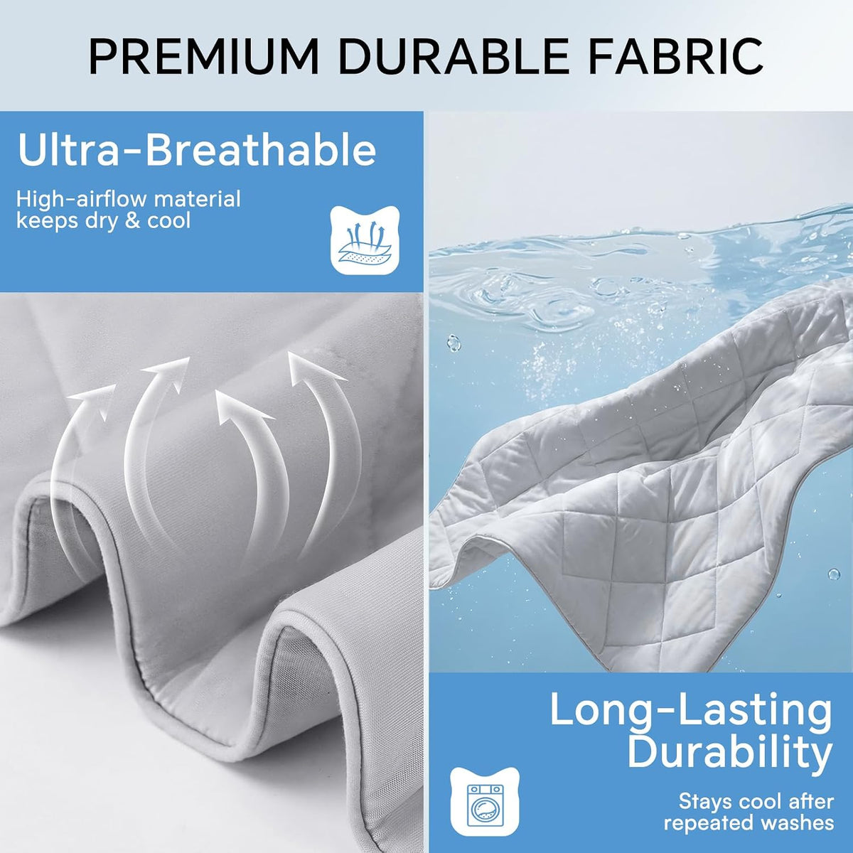 Luciphia Q-MAX>0.4 Cooling Dog Blanket Breathable Cold Pet Puppy Blue - Light Grey / 60x80 inches - image 2