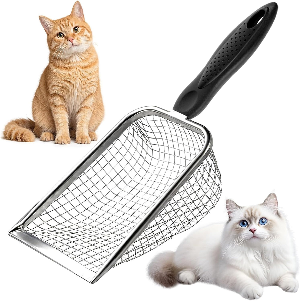 Cat Litter Scoop, Long Handle Scooper - black