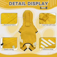 Dog Raincoat, Waterproof Dog Rain Jacket with Hood - L(Back Length15'') / Yellow - image 2