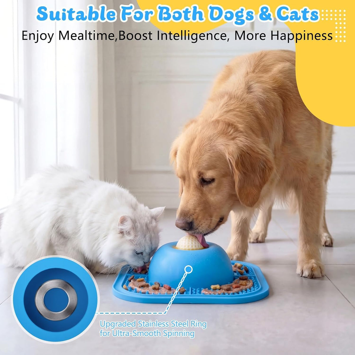 Slow Feeder Dog Bowls & Lick Mat for Liquid and Thick Treat - Large / Blue - image 4