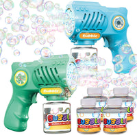 EagleStone 2 Packs Automatic Bubble Machine Guns with 4 Bottles - Blue,green