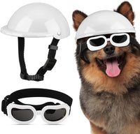 Frienda Dog Helmet and Goggles - M / White