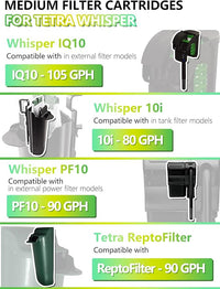 Medium Aquarium Filter Cartridges Compatible with Tetra Whisper Bio-Bag Filters, Fish Turtle Tank Assembled Filters for Tetra Whisper Power Filter 10i IQ10 PF10 & ReptoFilter (MEDIUM-12 Pack)