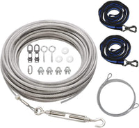 XiaZ Dog Tie Out Cable, Pet Lead for Yard, Camping, Outdoor - 100ft for 2 dog / Silver