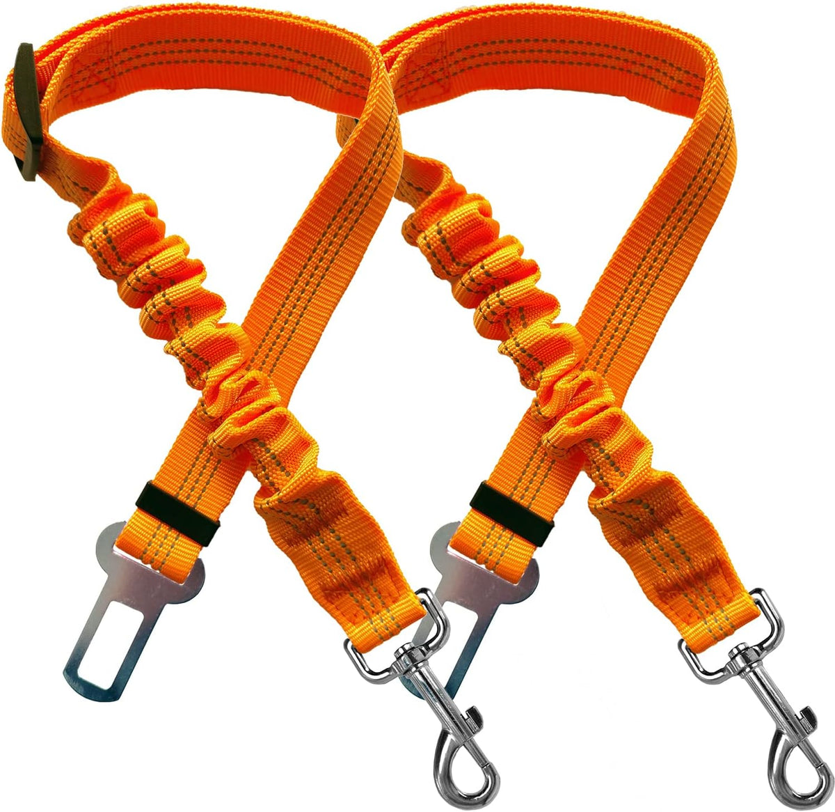 2 Dog Car Harness Seatbelt Seat Belt Leash Travel Accessories Bungee - Orange / 2 Packs