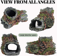 Aquarium Decorations Hollow Tree Trunk Fish Tank Accessories Stump Shelter for Betta Hideout Caves Driftwood for Aquarium Simulation Tree Decor with Holes