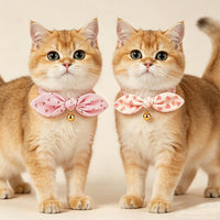 Cotton Bowtie Cat Collar with Bell 2 Pack Adjustable Breakaway Kitten - Cherry Pink+Pink / 7.5-11.4 Inch (Pack of 2) - image 4
