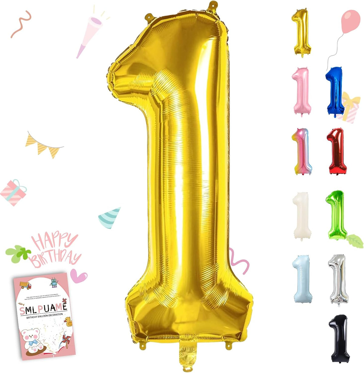 40 Inch Gold Number 1 Balloon - Gold Balloon / 40 Inch Number 1