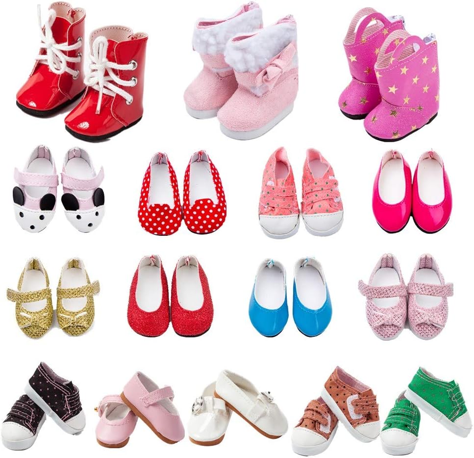 6 Pairs Doll Shoes Fits 14.5 Inch Doll American Wellie Wishers Dolls