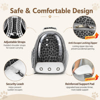 Expandable Cat Carrier Backpack with Bubble Window - Black and White Animal - image 3