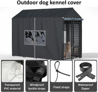 Outdoor Dog Kennel Cover, 8.1'Dx4.1'Wx6H, Full Coverage Black – Essentials for Dogs - Black / 8'D x 4'W x 6'H - image 3
