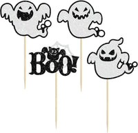 Ephlyn 24 white glitter ghost cupcake toppers for Halloween desserts - view 21
