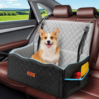 Dog Car Seat for Medium Dogs Up to 60 lb, Thick Cushion - Black & Gray / L