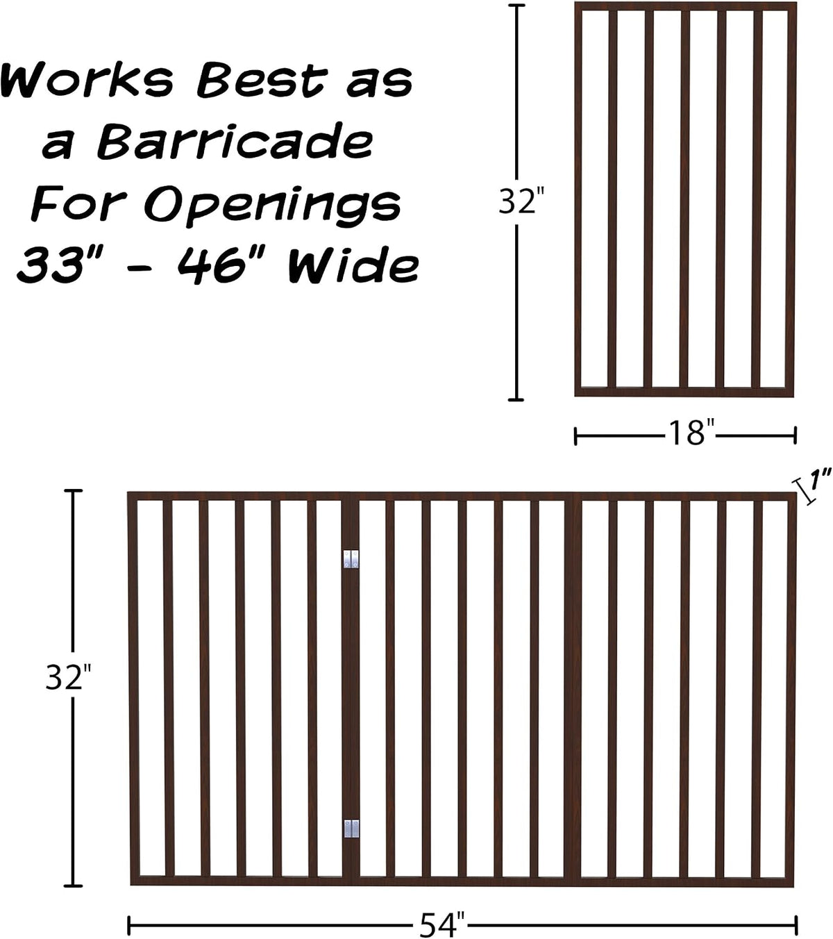 Pet Gate, 3-Panel Indoor Foldable Dog Fence for Stairs, Hallways - Brown / 3 Panel - image 3