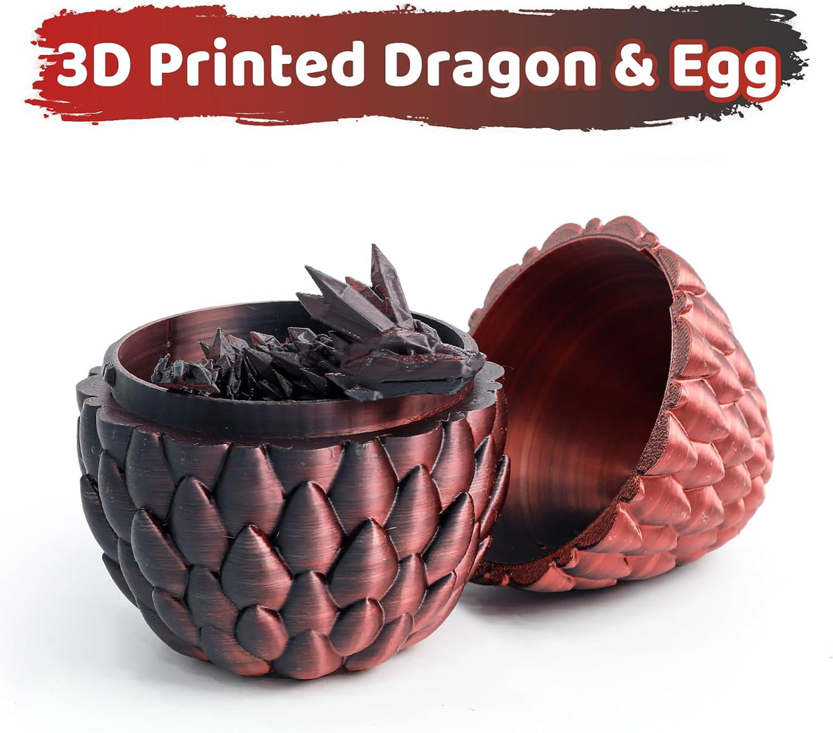 3D Printed Dragon Egg, Large 12" for Kids, Dragon Lovers - Black and Pink - image 4