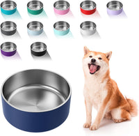 Dog Bowl, Stainless Steel Food and Water Bowl - 64 oz / Blue