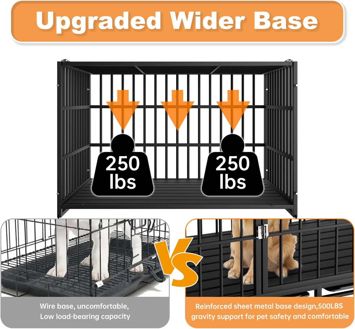 48 Inch Heavy Duty Dog Crate with Wheels - 47.2"L x 30.7"W x 30.8"H - image 3