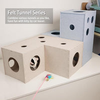 PETKARAY Felt Cat Puzzle Toy, Interactive Cat Toys for Indoor Cats, Interactive Maze for Kitten Felt Puzzle Box with Ball, Grey