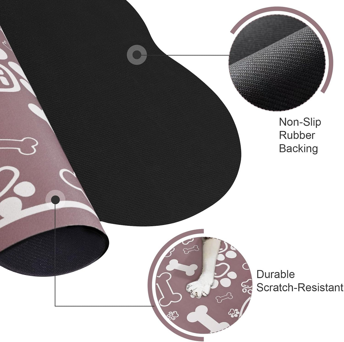 Dog Cat Food Mat, Rapid Absorbent Pet Feeding Mat - 24"L x 16"W / Bone Shaped Brown - image 3