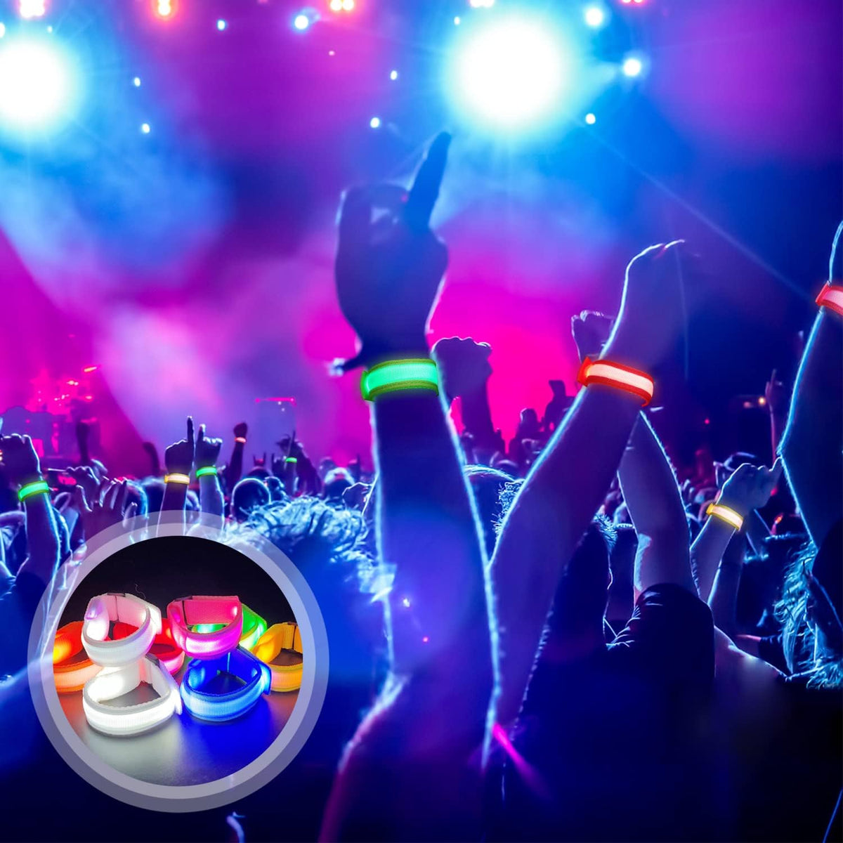 M.best 8pcs LED Light Up Bracelets Glow Flashing Wristbands Glow - 8pcs Multicolor - image 4