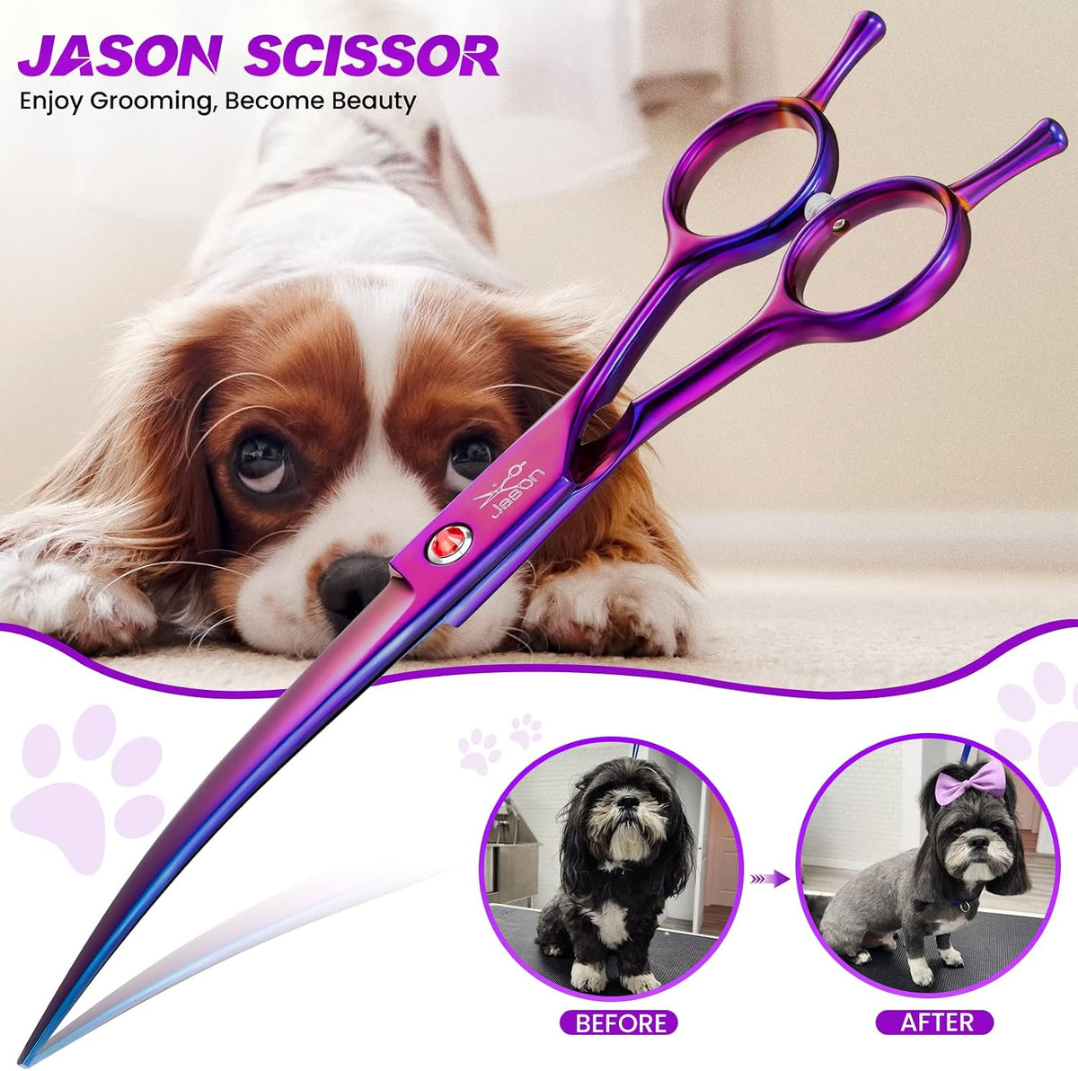 JASON Dog Grooming Thinning Scissors - Purple / 7.02 - image 2