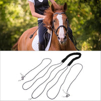 QWORK Adjustable Horse Training and Lunging Aid with Rear Fleece Cover, Navy/Red, Encourages Proper Head Carriage and Comfortable Stretching, Durable Braided Nylon Rope with Metal Clips,
