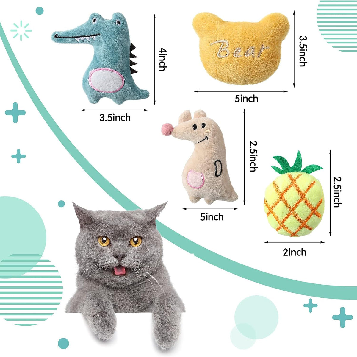 Gejoy 20 Pack Catnip Toys for Indoor Cat Plush Chew Toy for Kitten – Essentials for Cats - image 2