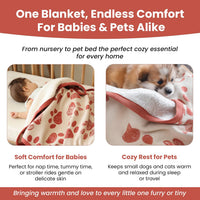 Small Pet Blanket, 100% Organic Cotton - Amber Glow/Beige - image 3