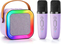 Mini Kids Karaoke Machine Ages 3-12 - Purple - 2 Mics