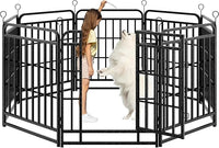 Dog Playpen Outdoor 8 Panels Heavy Duty Dog Fence 32" Height with Thick Pipe Anti-Rust with Doors Portable for RV Camping Yard, Total 18FT, 25 Sq.ft, Snowy Black