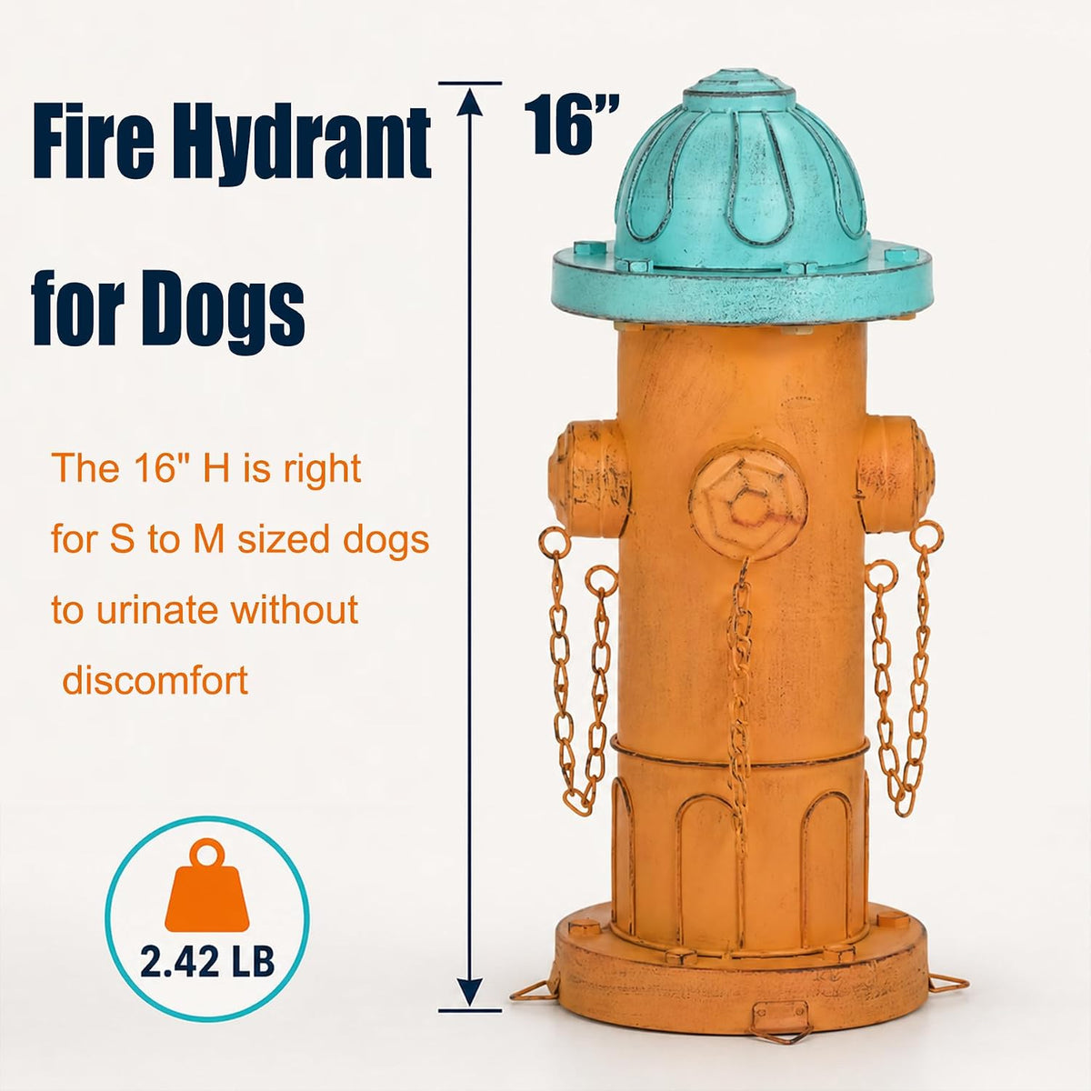 7.8" H Metal Potty Training Fire Hydrant for Dogs to Pee On Indoor - 16" blue & orange - image 3