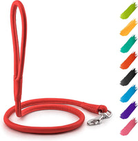 WAUDOG Rolled Leather Dog Leash 4Ft * 0.3 in for Small Medium - Red / 4Ft * 0.5 in
