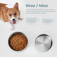 Dog Bowl, Stainless Steel Food and Water Bowl - 64 oz / Light Grey - image 2