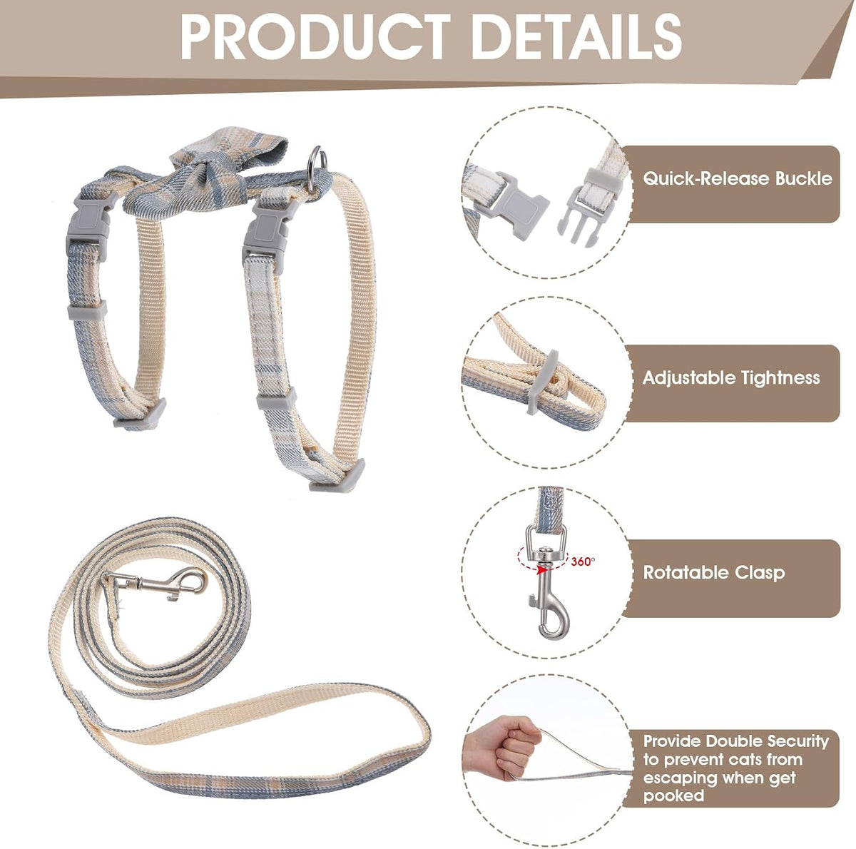 TIESOME Cat Harness and Leash Set - Bow Tie - image 4