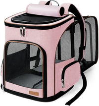 Lekereise Cat Backpack Expandable Pet Carrier Backpack for Small Cats - Pink / XL-Mesh Window
