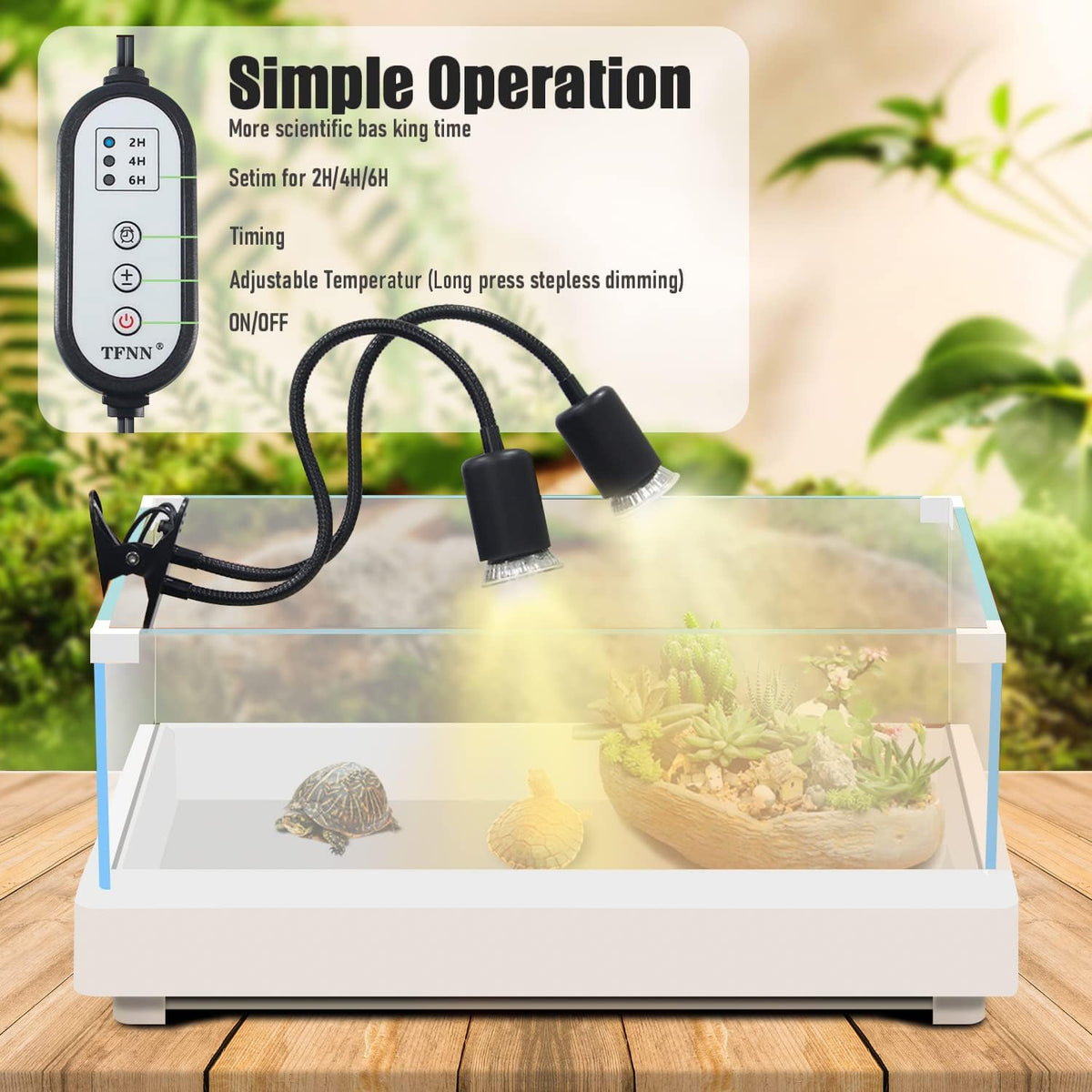 TFNN Reptile Heat Lamp, Double-Head Heat Lamp with Clamp - image 2