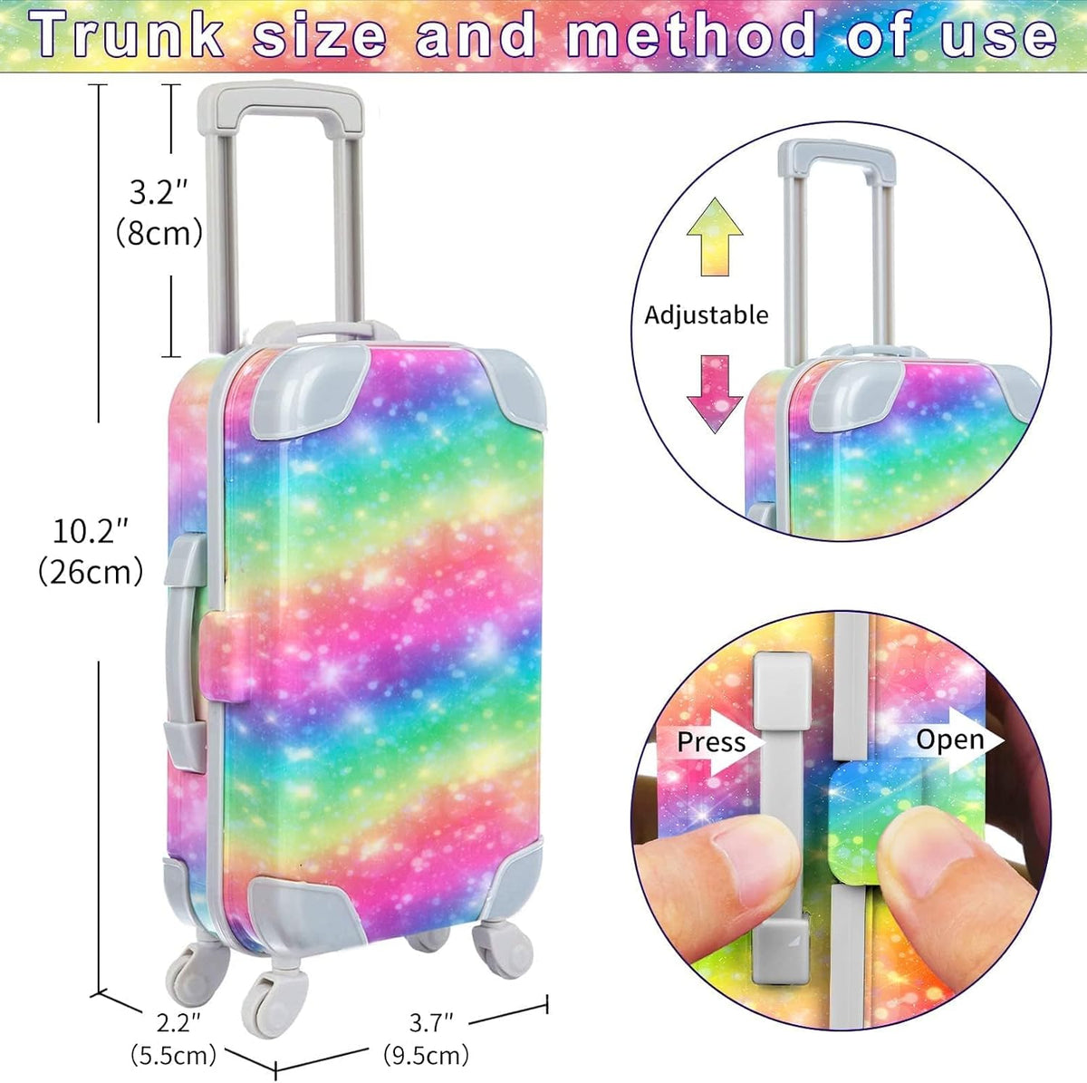 K.T. Fancy 23 PCS 18 Inch Girl Doll Accessories Suitcase Luggage - Rainbow Tie-Dye Suitcase - image 4