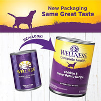 Wellness Complete Health Natural Wet Canned Dog Food, Chicken & Sweet Potato, 12.5-Ounce Can (Pack of 12)