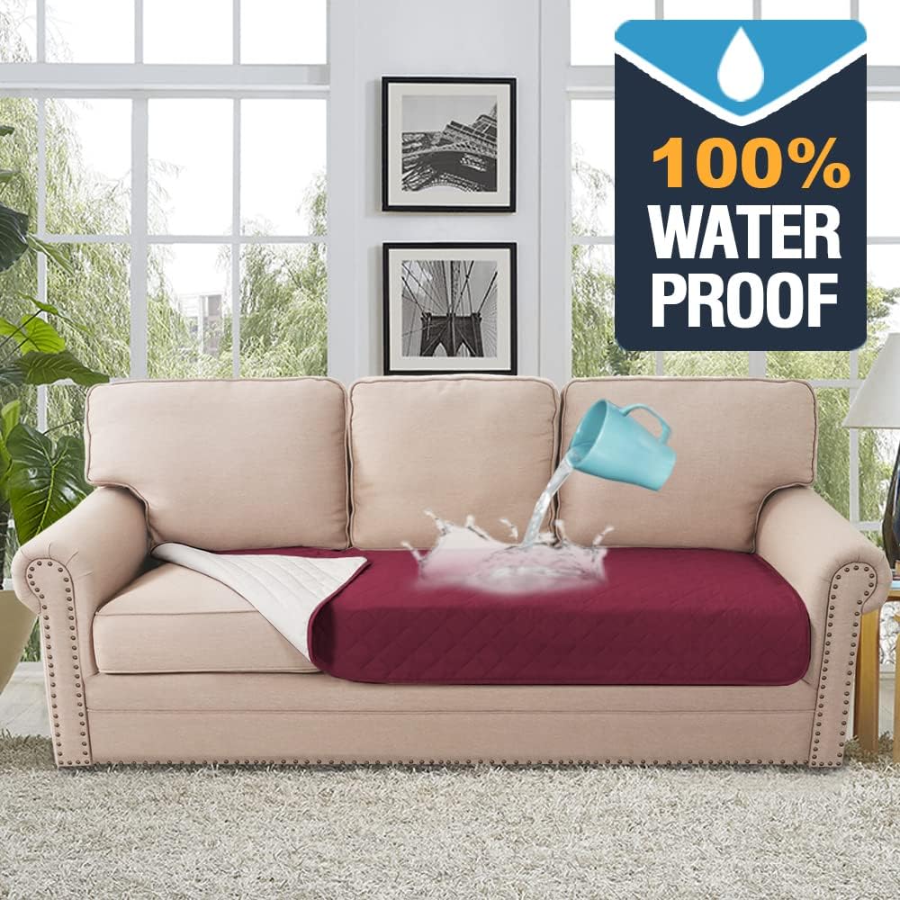 H.VERSAILTEX Sofa Cover Couch Cover for Dogs with Elastic Straps 100% - Burgundy / Blanket-Sofa - image 3