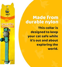 BirdsBeSafe® Break Away Cat Collar with Bell, Reflective Thread for Night Visibility, Comfortable Elastic Stretch Cat Collar to Protect Cat from Getting Stuck in The Garden.