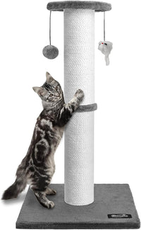 34-Inch Tall Cat Scratching Post for Large Cats, Stable Base - Gray