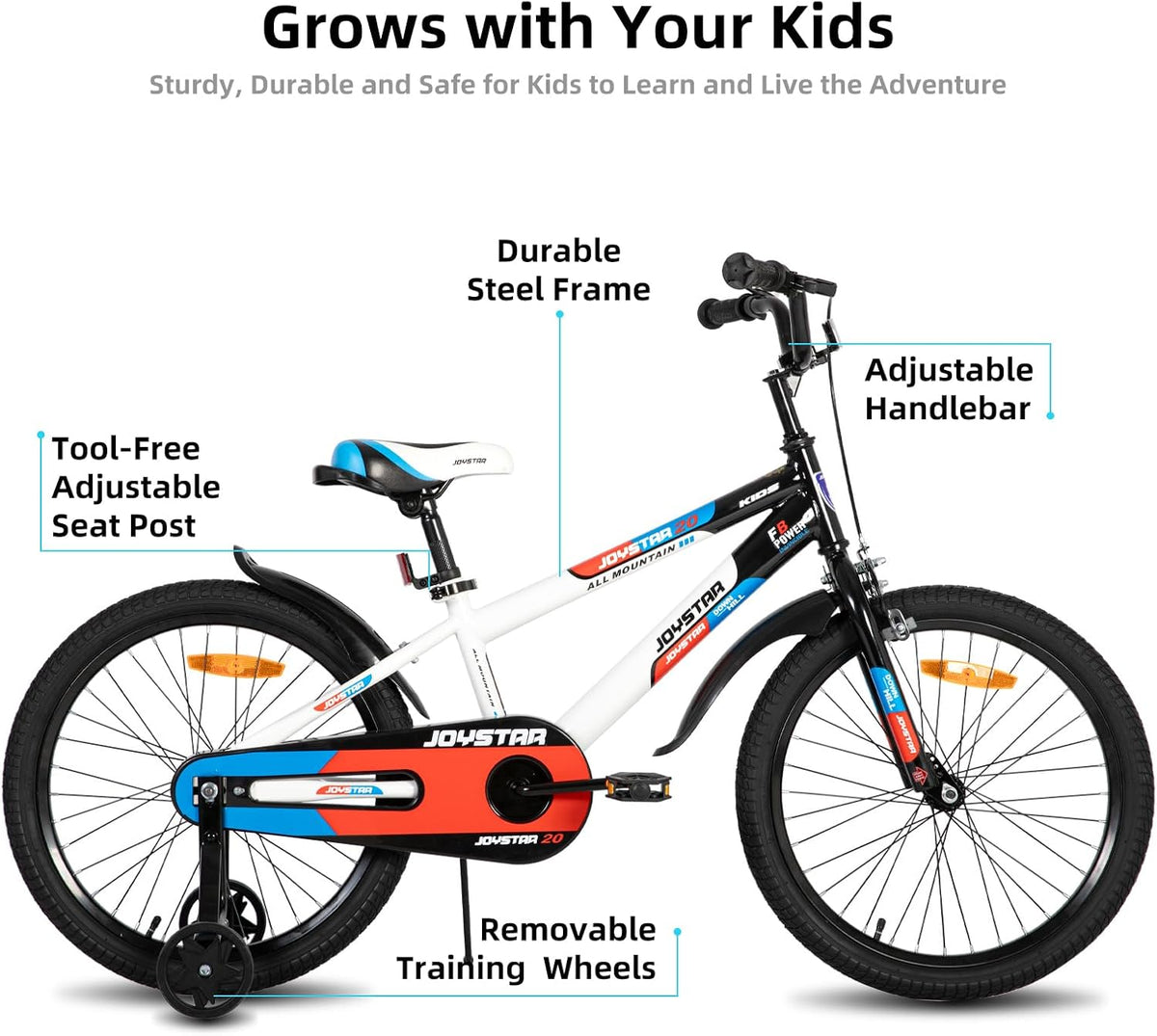 JOYSTAR New Berry Kids Bike for Boys and Girls Ages 3-10Y – Fun for Kids & Family - White / 20 Inch Wheels - image 2