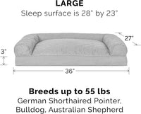 Furhaven Pillow Dog Bed for Large/Medium Dogs w/ Removable Bolsters & Washable Cover - Quilted Sofa - Silver Gray, Large