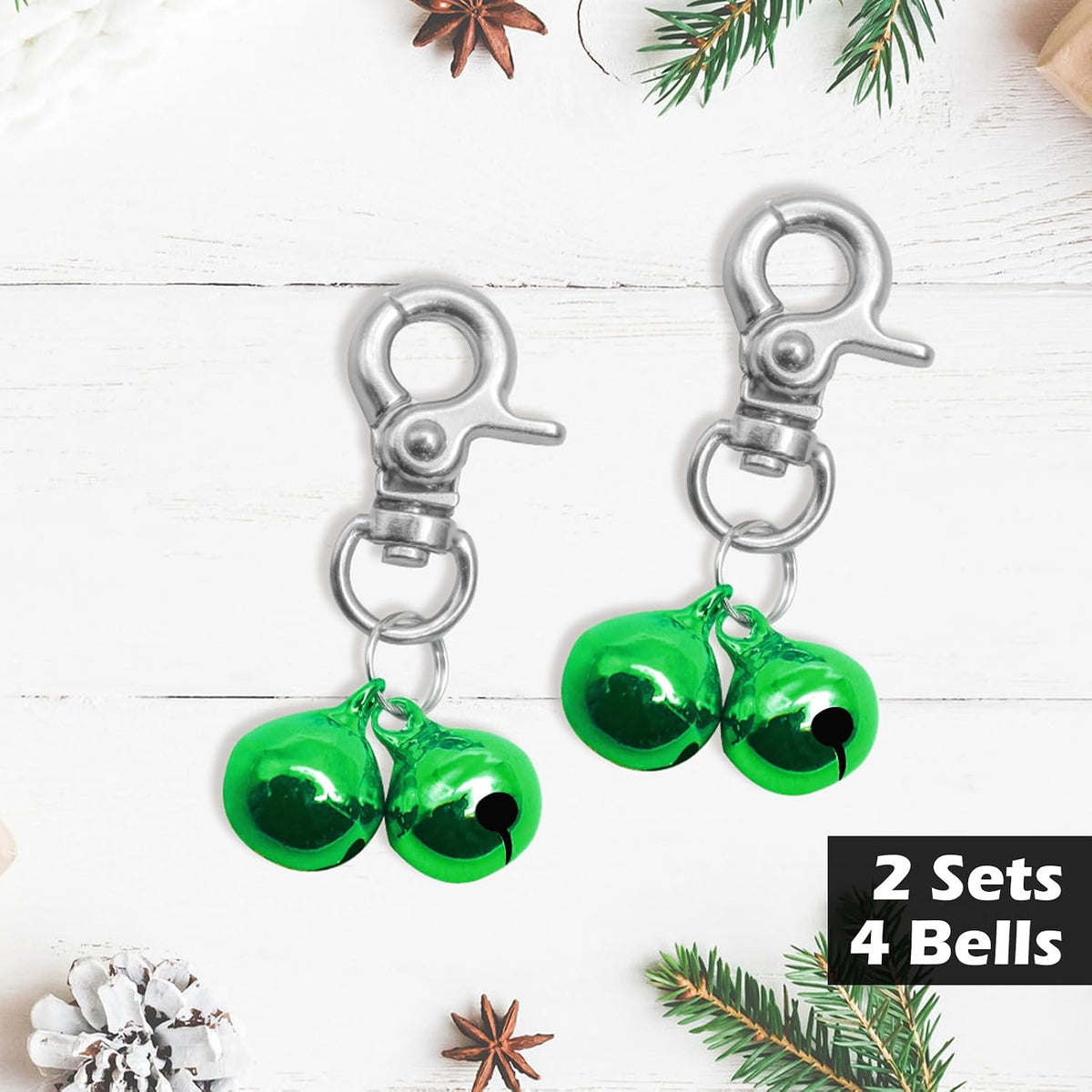Cat Bell 2 Pack, Pet Collar Bells for Cats and Dogs - Green / Small - image 4