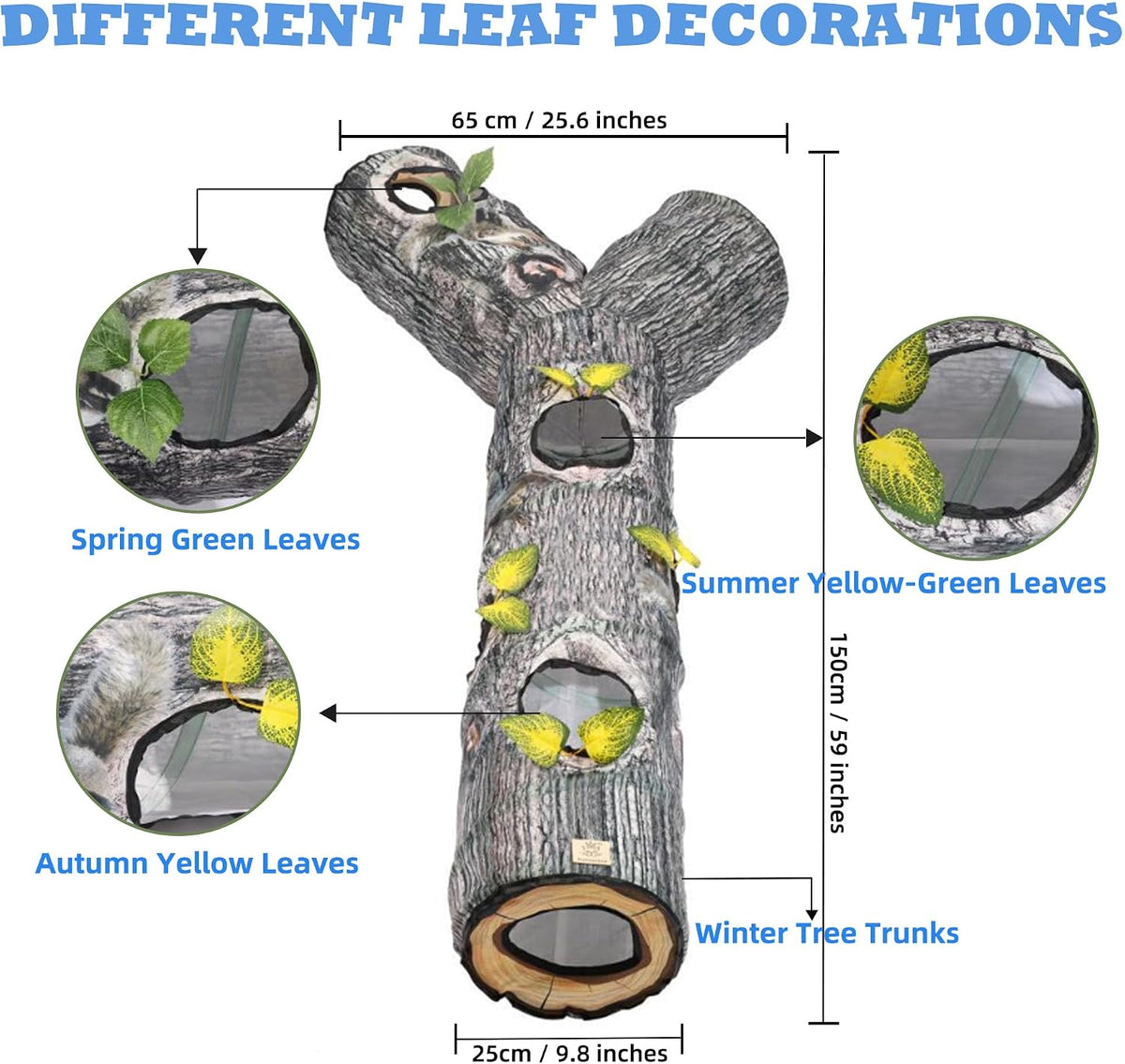 Cat Tunnel, Cat Tunnels for Indoor Cats - 59"-Cat Tunnel Toy Tree Trunk - image 3